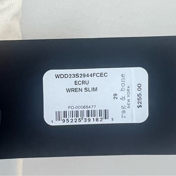 NWT rag & bone Wren High Rise Slim Straight Jeans in Ecru sz 29 Rigid Denim $255 - Picture 10 of 15